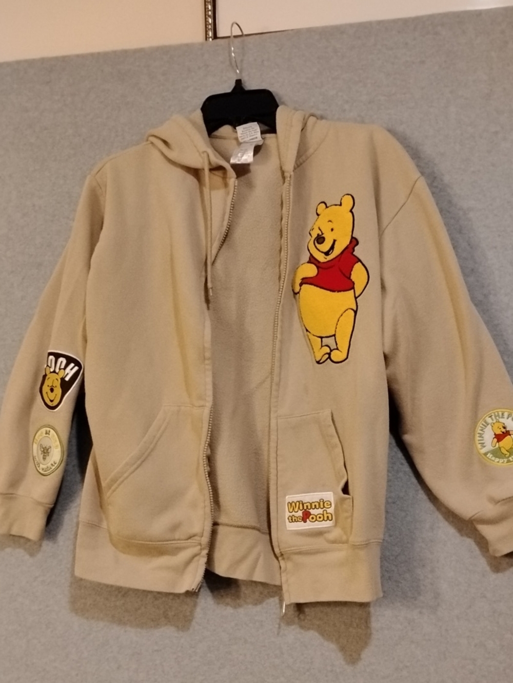 Beige Kids Zip-Up Winnie The Pooh Hoodie